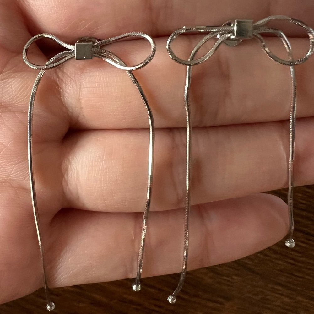 Elegant Silver Bow Earrings